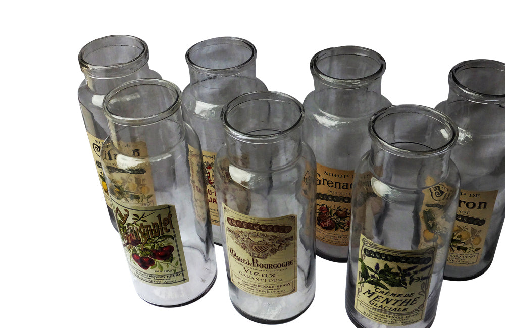 SET OF SEVEN LARGE FRENCH GLASS STORAGE JARS