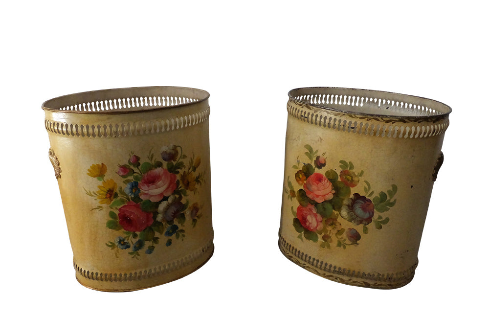 PAIR OF TOLE WASTEPAPER BASKETS