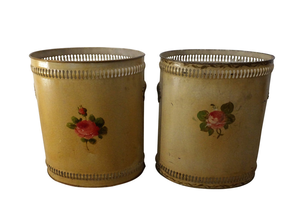 PAIR OF TOLE WASTEPAPER BASKETS