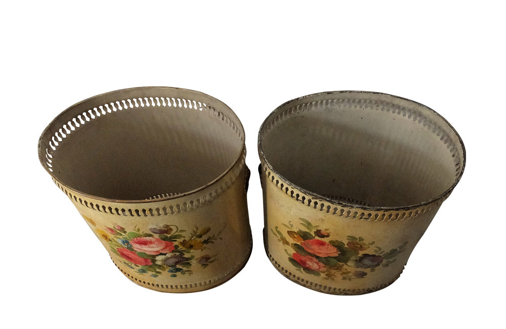 PAIR OF TOLE WASTEPAPER BASKETS