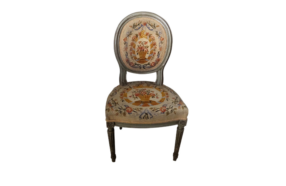 Louis XVI Revival Side Chairs - Antique Chairs - French Antique Furniture - Decorative Antique Furniture - Antique Tapestry Chairs - AD & PS Antiques