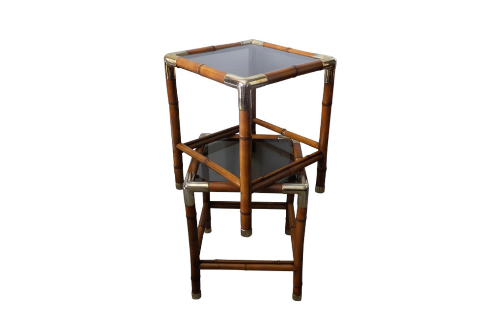 PAIR OF FRENCH BAMBOO END TABLES