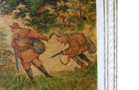 'THE HUNTERS' FRAMED OIL PAINTING BY LE BEUZE