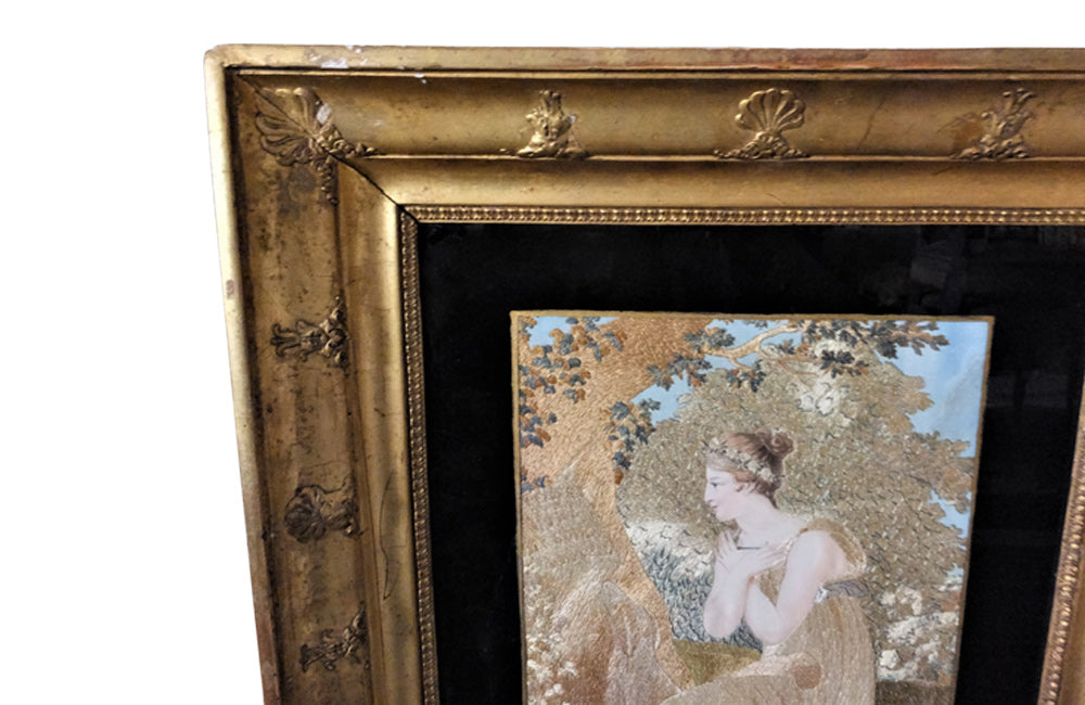 FRAMED 18TH CENTURY SILKWORK