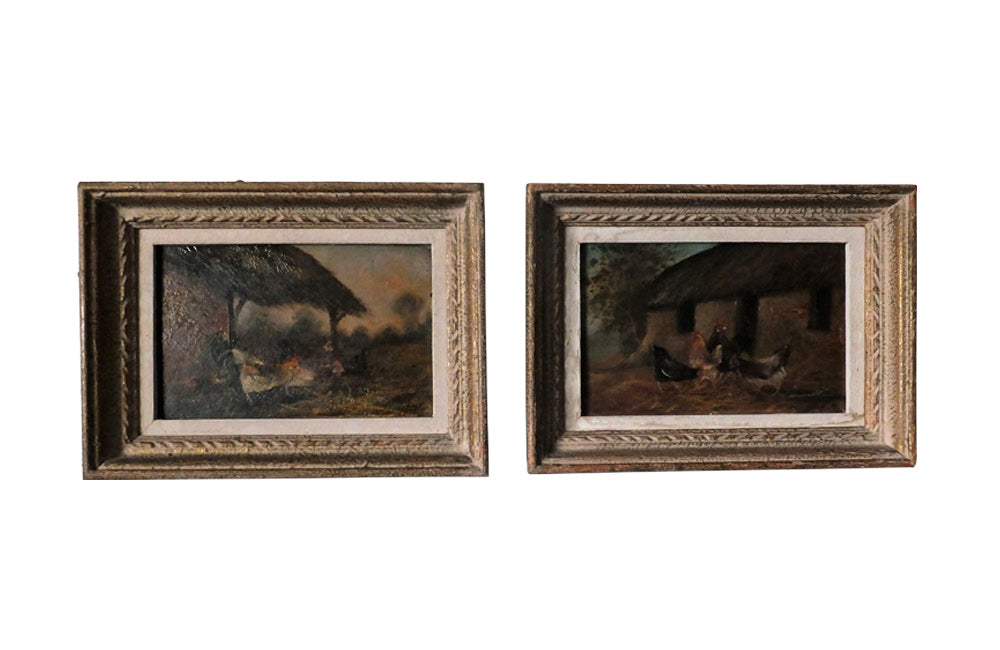 PAIR OF FARMYARD SCENE PAINTINGS
