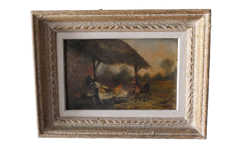 PAIR OF FARMYARD SCENE PAINTINGS