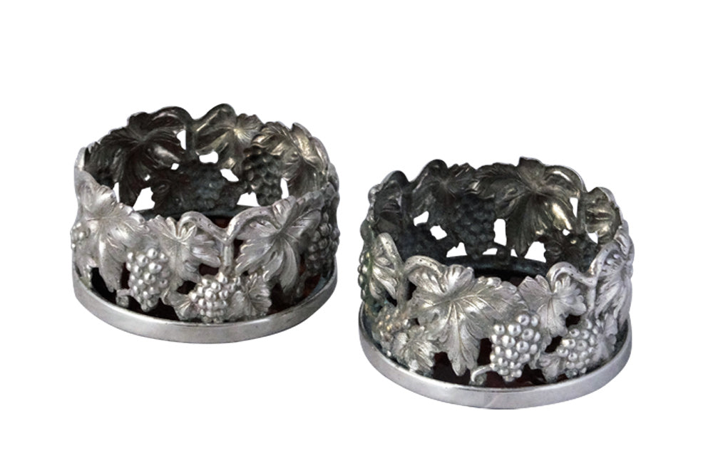 PAIR OF SILVER PLATE WINE COASTERS