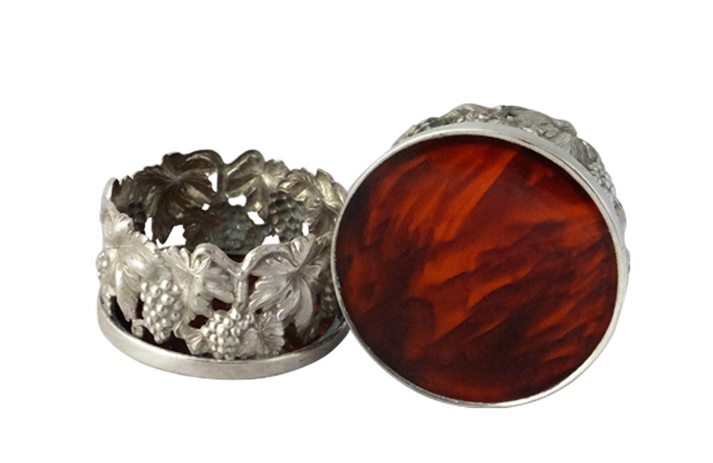 PAIR OF SILVER PLATE WINE COASTERS