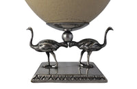 OSTRICH EGG & SILVER PLATE BOWL