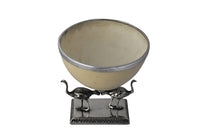 OSTRICH EGG & SILVER PLATE BOWL