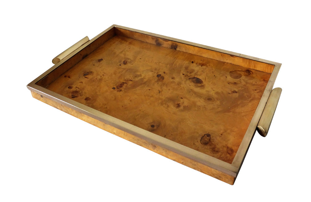 CHIC BURR ELM AND BRASS TRAY