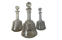 Set Of Four Pretty French Etched Carafes - French Decorative Antiques - Fine Dining Accessories - French Antique Accessoriws - Antique Carafes - Antique Glassware - Antique Shops Tetbury - AD & PS Antiques
