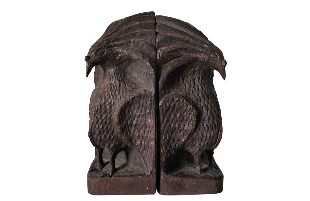 PAIR OF FRENCH EXOTIC BIRD BOOKENDS
