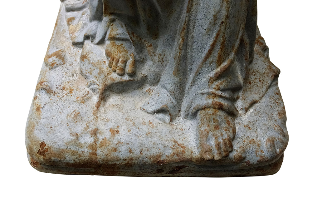 SEATED CAST IRON ANGEL STATUE