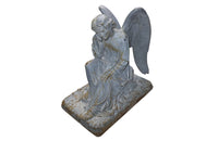 SEATED CAST IRON ANGEL STATUE