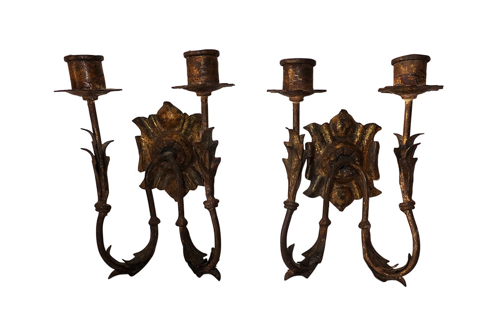 PAIR OF SMALL TOLE WALL APPLIQUES