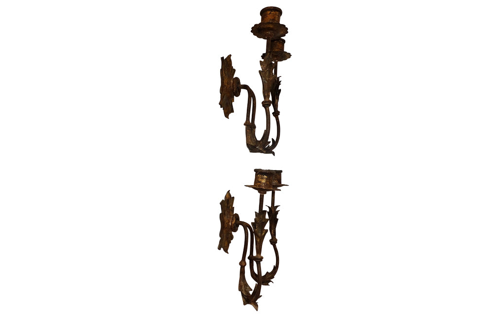 PAIR OF SMALL TOLE WALL APPLIQUES