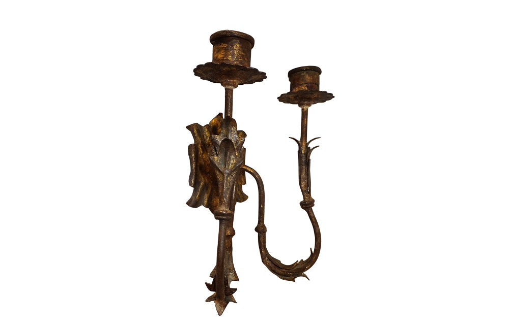 PAIR OF SMALL TOLE WALL APPLIQUES