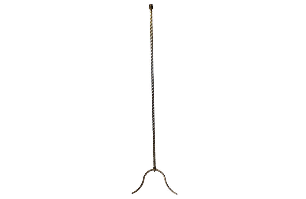 FRENCH BRASS BARLEY-TWIST FLOOR LAMP