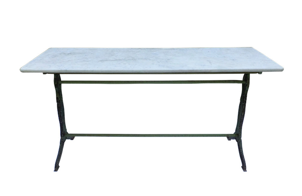 LONG MARBLE TOP BISTRO TABLE