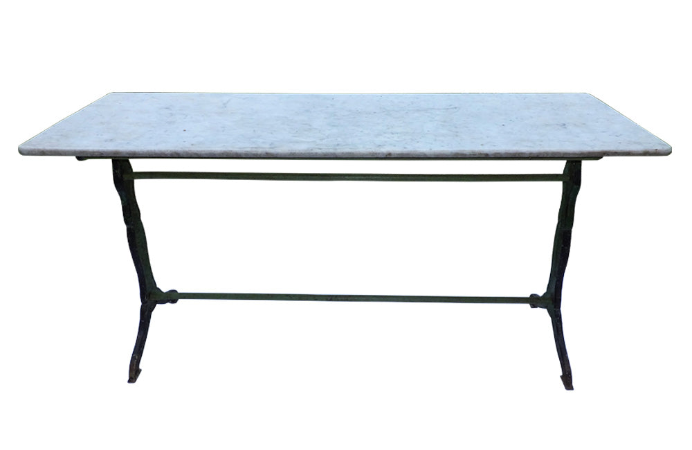 LONG MARBLE TOP BISTRO TABLE