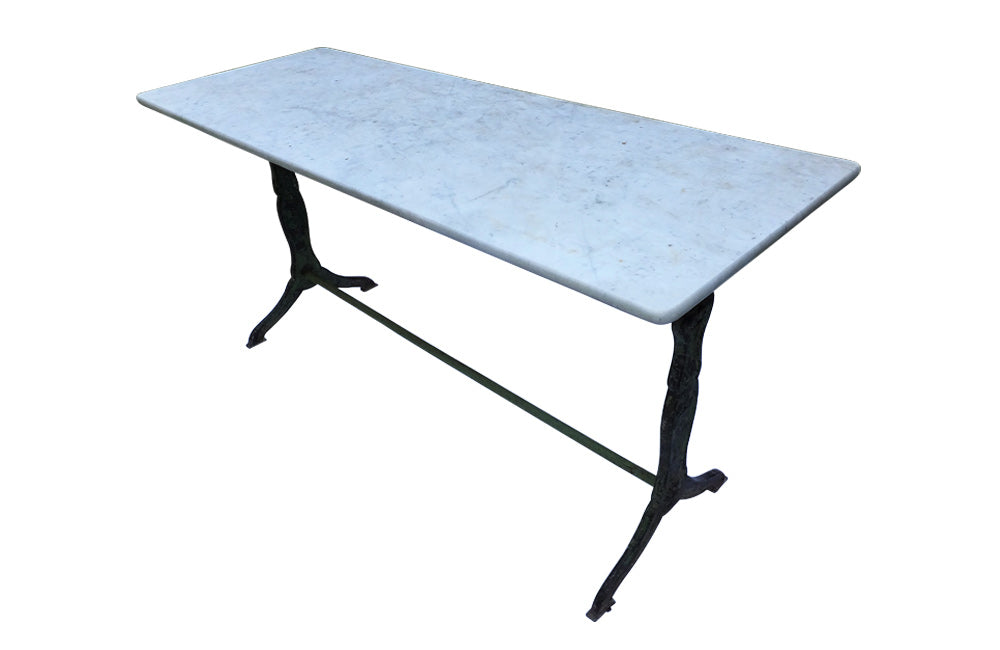 LONG MARBLE TOP BISTRO TABLE