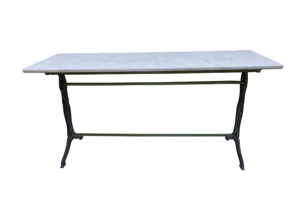 LONG MARBLE TOP BISTRO TABLE