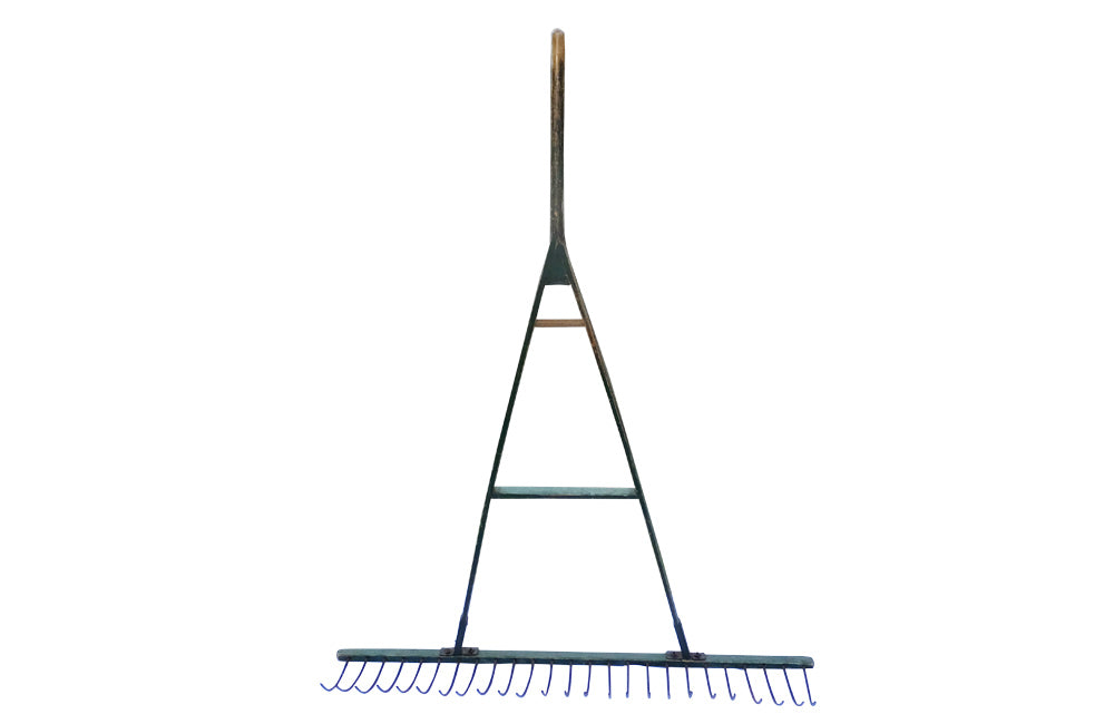 LARGE OLD FRENCH PAINTED HAY RAKE