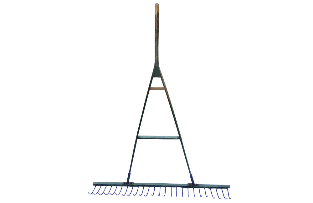 LARGE OLD FRENCH PAINTED HAY RAKE