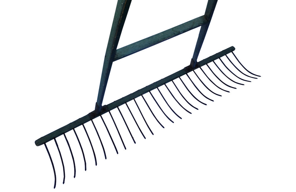 LARGE OLD FRENCH PAINTED HAY RAKE