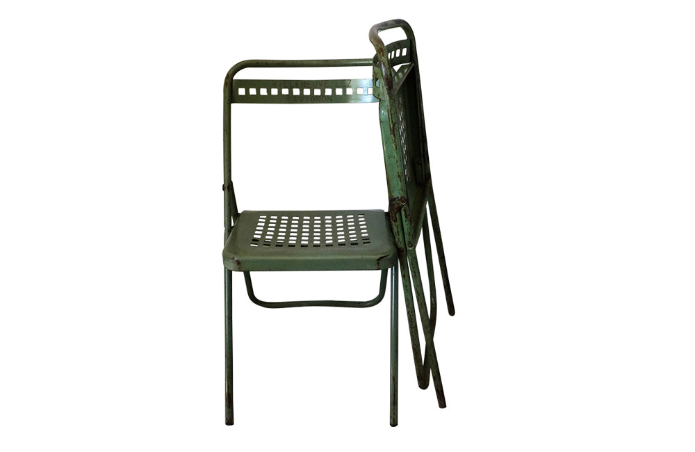 Set of Six French Folding Chairs - Garden Chairs - French Antiques - Garden Antiques - AD & PS ANTIQUES