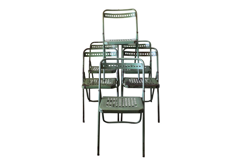 Set of Six French Folding Chairs - Garden Chairs - French Antiques - Garden Antiques - AD & PS ANTIQUES