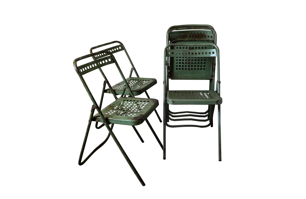 Set of Six French Folding Chairs - Garden Chairs - French Antiques - Garden Antiques - AD & PS ANTIQUES