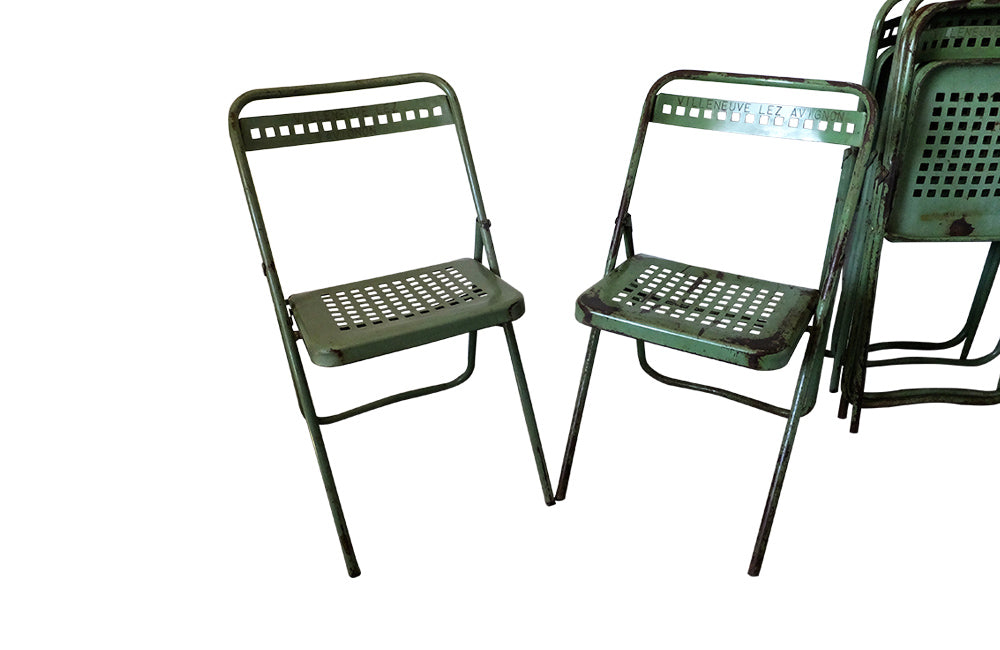 Set of Six French Folding Chairs - Garden Chairs - French Antiques - Garden Antiques - AD & PS ANTIQUES