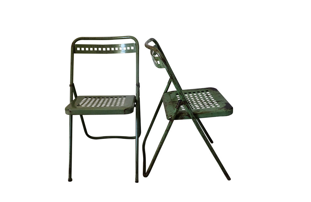 Set of Six French Folding Chairs - Garden Chairs - French Antiques - Garden Antiques - AD & PS ANTIQUES