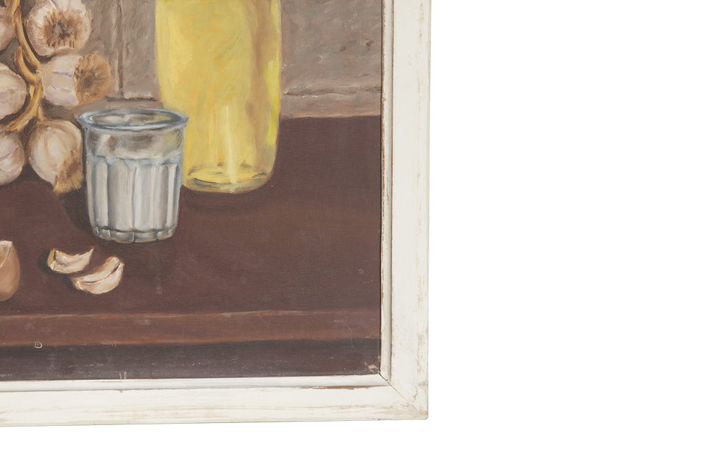'MAKING AIOLI ' SIGNED STILL-LIFE PAINTING