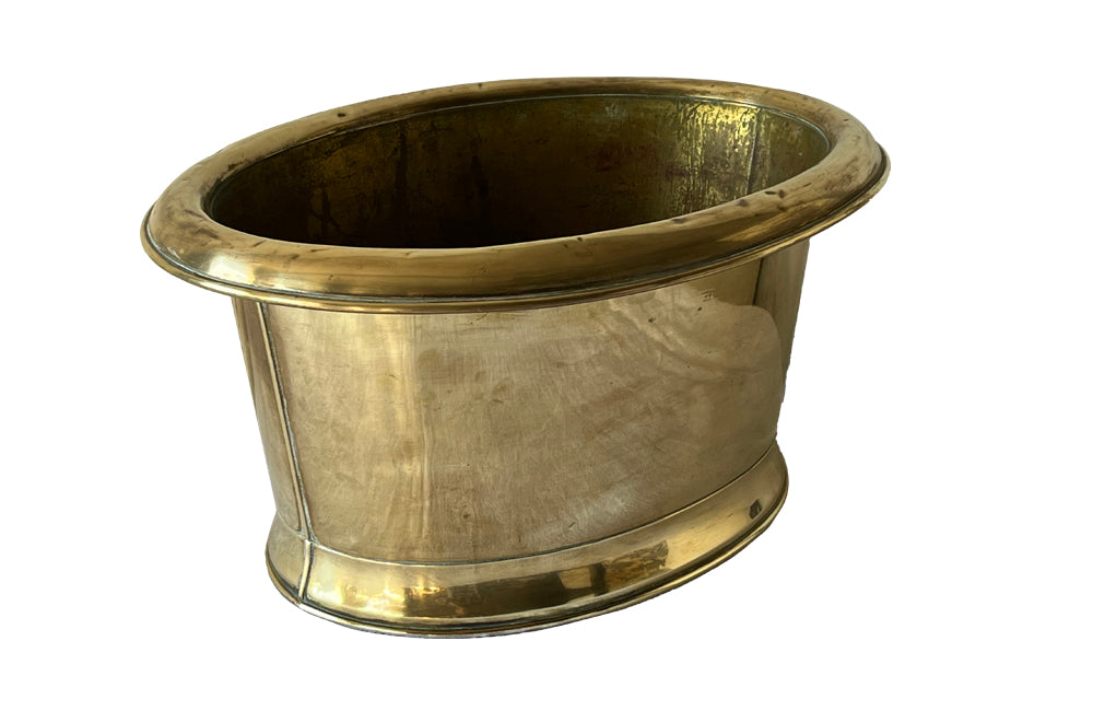 19th Century Brass Footbath - French Decorative Antiques - Cahe Pot - Jardiniere - Wine Cooler - Champagne Bucket - Champagne Vasque - Antique Shops Tetbury - AD & PS Antiques