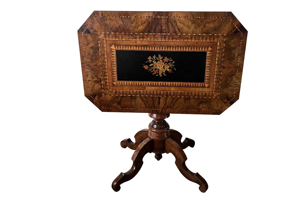 Italian Marquetry Tilt-Top Table - Antique Furniture - Italian Antique Furnitue - Decorative Antiques - Marquetry Table - Occasional Tables - Centre Tables - Side Tables - Pedestal Table - Antique Shops Tetbury - adpsantiques - AD & PS Antiques