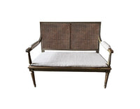 Louis XVI Revival Caned Banquette - French Antique Furniture - Antique Sofa - Louis XVI Stle Banquette - Antique Seating - Caned Bench - Neo Classical Style Furniture - Painted Antique Furniture - Antique Seating - Antique Shops Tetbury - AD & PS Antiques