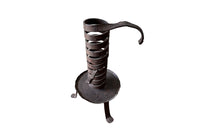 COLLECTION OF FIVE FRENCH IRON CELLAR CANDLESTICKS