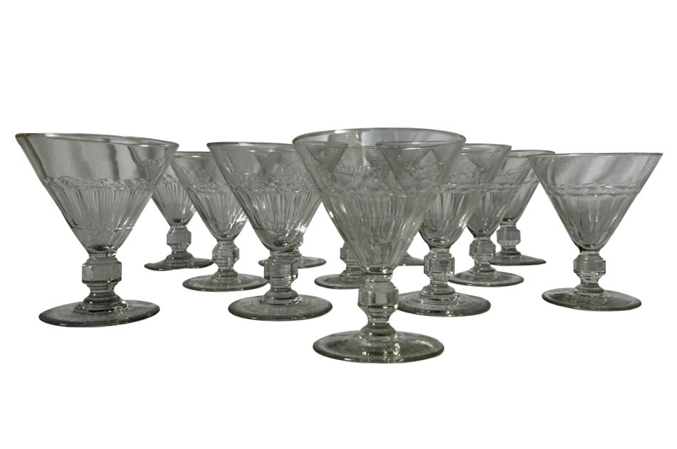 Set Of 12 Art Deco Cocktail Glasses - French Decorative Accessories - Wine Glasses Champagne Glasses - Art Deco - Antique Glasses - Glassware - Antique Shops Tetbury - AD & PS Antiques