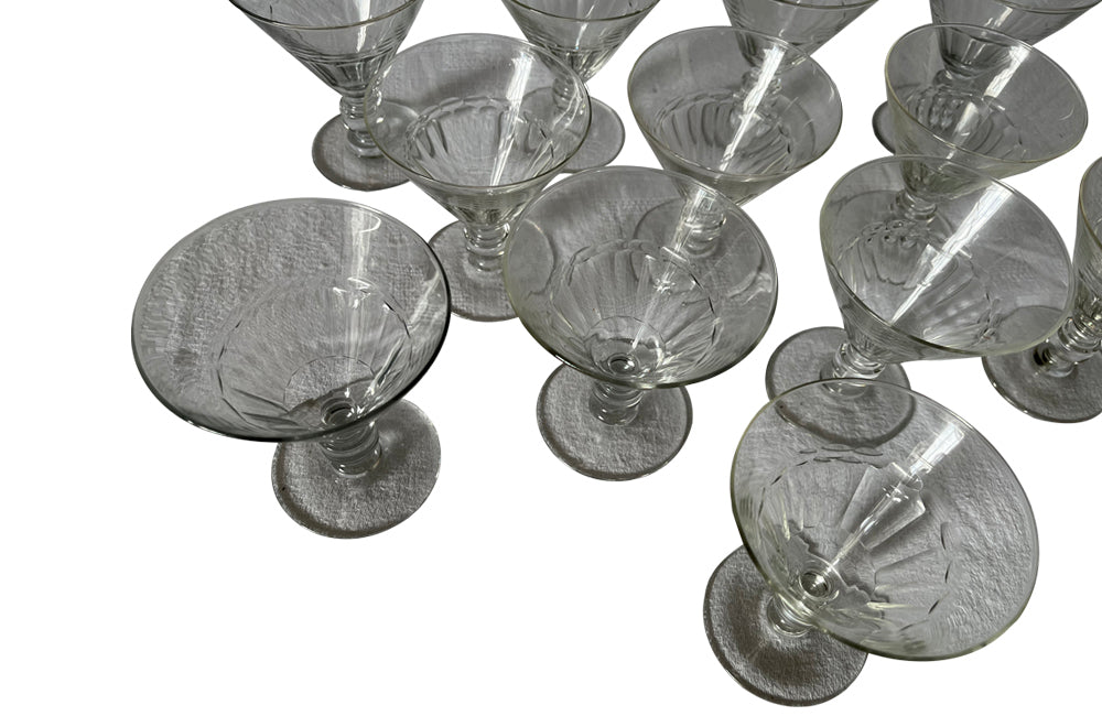 Set Of 12 Art Deco Cocktail Glasses - French Decorative Accessories - Wine Glasses Champagne Glasses - Art Deco - Antique Glasses - Glassware - Antique Shops Tetbury - AD & PS Antiques