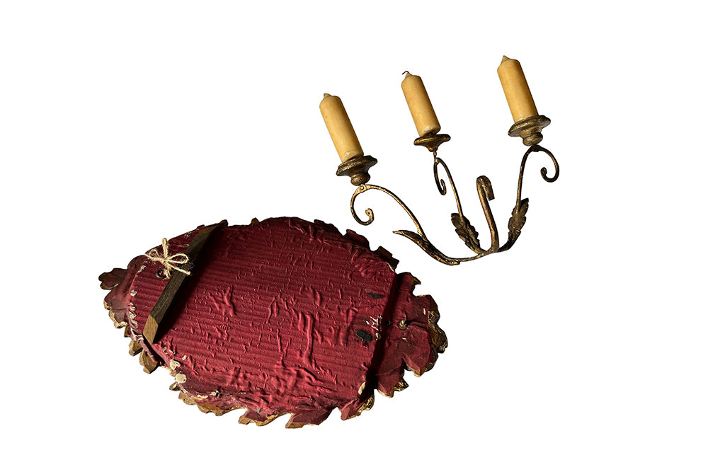 Pair of 19th Century Italian Carved Giltwood Mirrored Appliques – Decorative Antiques - Antique Wall Lights - AD & PS Antiques