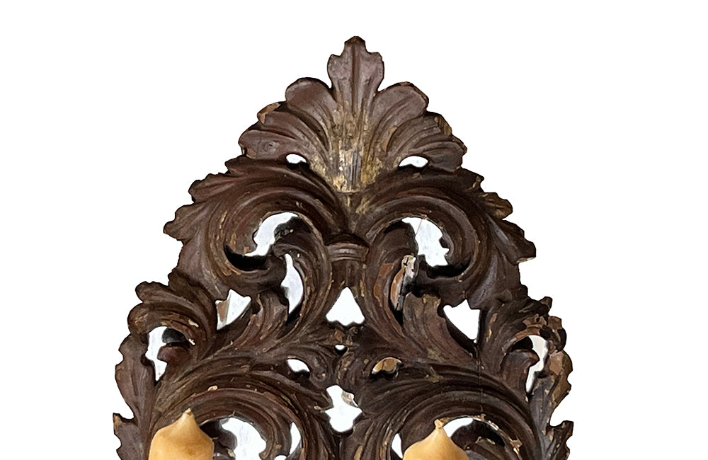 Pair of 19th Century Italian Carved Giltwood Mirrored Appliques – Decorative Antiques - Antique Wall Lights - AD & PS Antiques