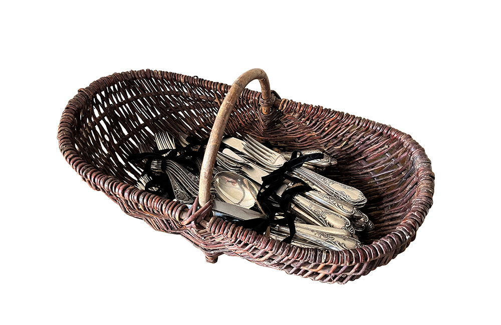 Basket Of Eighty-Two Piece Silver Plate Cutlery Service - Decorative Antique Accessories