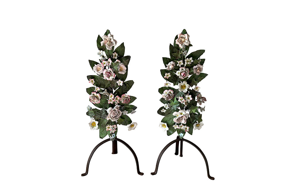 Pair of French Tole & Porcelain Bouquets - French Decorative Antiques - Decorative Antiques - Tole Flowers - Decorative Antiques - French Antiques - Antique Shops Tetbury - AD & PS Antiques
