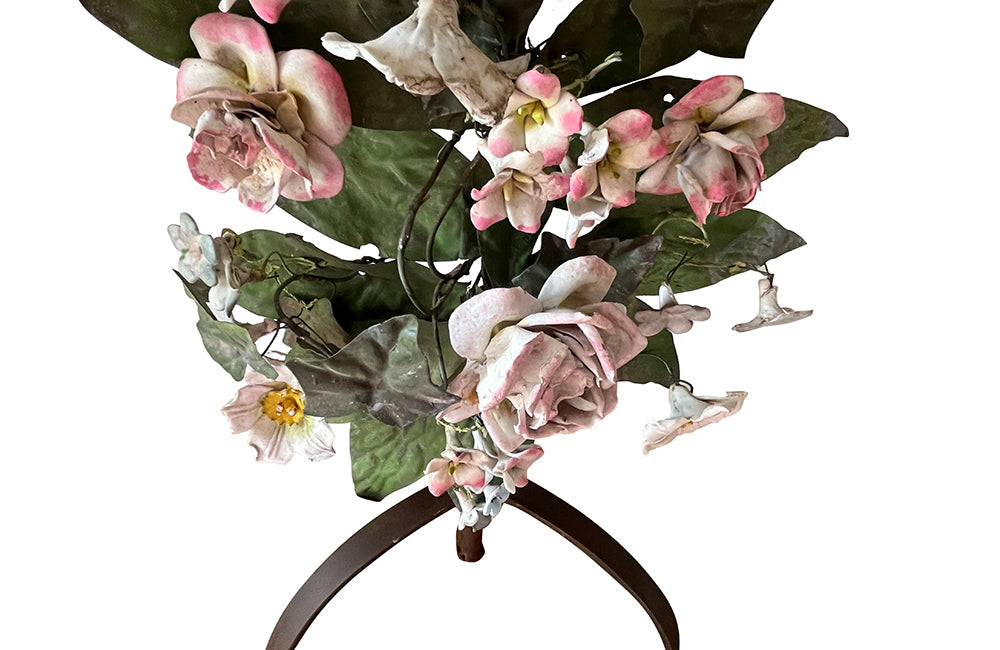 Pair of French Tole & Porcelain Bouquets - French Decorative Antiques - Decorative Antiques - Tole Flowers - Decorative Antiques - French Antiques - Antique Shops Tetbury - AD & PS Antiques