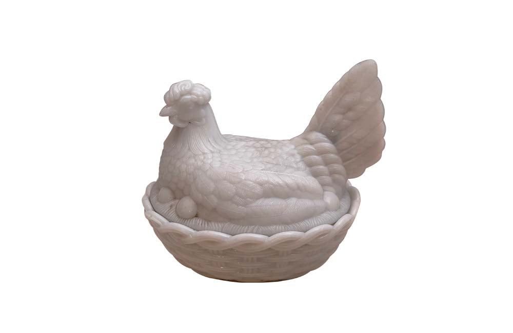 Opaline Glass Chicken Egg Basket Dish - French Decorative Accessories - Wine and Food Related Antiques - Kitchenalia - French Antiques - Vintage Accessories - Antique Shops Tetbury - AD & PS Tetbury