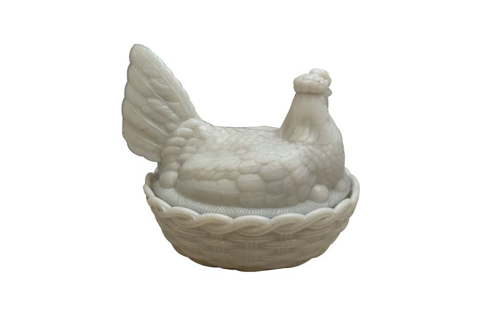 Opaline Glass Chicken Egg Basket Dish - French Decorative Accessories - Wine and Food Related Antiques - Kitchenalia - French Antiques - Vintage Accessories - Antique Shops Tetbury - AD & PS Tetbury