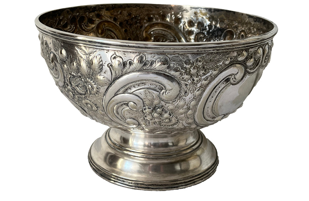 Antique Silver Plate Embossed Wine Cooler - Decorative Antiques - Antique Ice Bucket - French Antiques - AD & PS Antiques